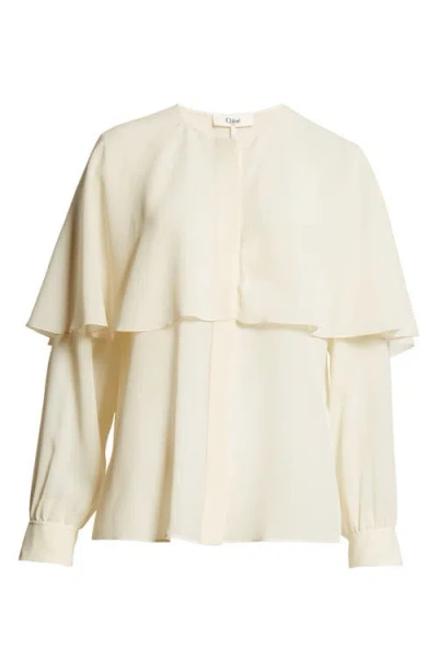 Chloé Cape Shirt Shirt, Blouse White In Pristine White 101