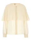 Chloé Silk Shirt With Flowing Cape Overlay