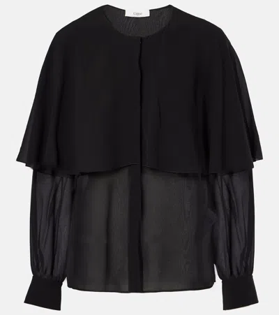 CHLOÉ CHLOÉ CAPED SILK GEORGETTE BLOUSE