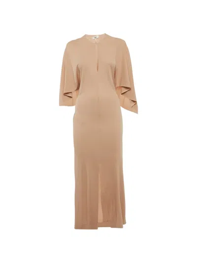 Pre-owned Chloé Cape-style Overlay Maxi Dress In Neutral