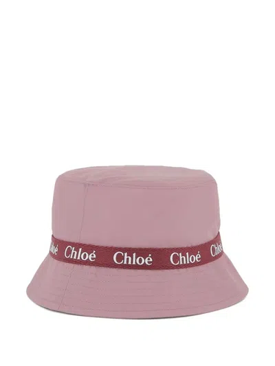 Chloé Kids' Logo-band Nylon Bucket Hat In Pink