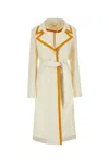 Chloé Leather-trimmed Linen-canvas Trench Coat In Coconutmilk