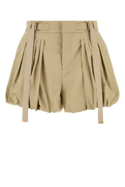 Chloé Cappuccino Cotton Shorts In Nude
