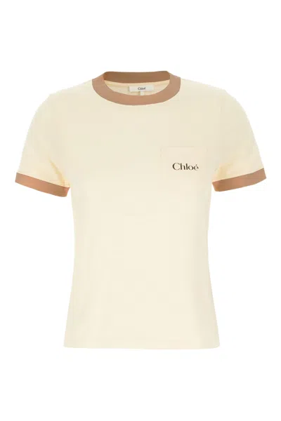Chloé T-shirt With Logo In Blondie Yellow