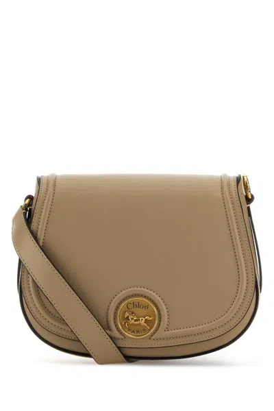 Chloé Cappuccino Leather Horse Medal Crossbody Bag