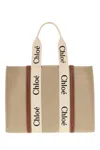 Chloé Cappuccino Linen Large Woody Shopping Bag