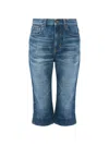 Chloé Straight Trousers Belt Loops Contrast Stitching In Blue