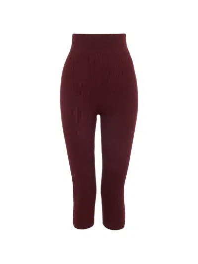 Chloé Legging Capri En Maille Stretch In Brown