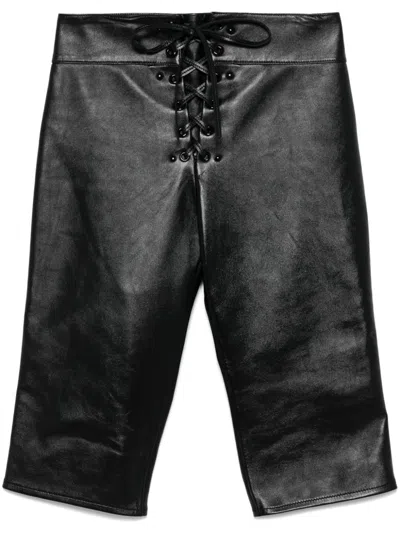 Chloé Leather Cropped Trousers In Schwarz