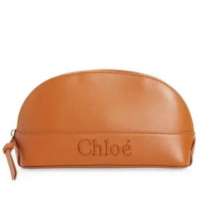 Chloé Chloe Caramel Ladies Sense Leather Pouch In Brown