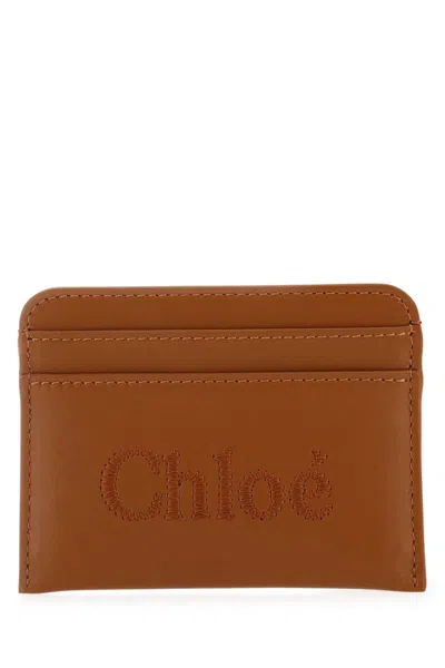 Chloé Caramel Leather Card Holder In Brown
