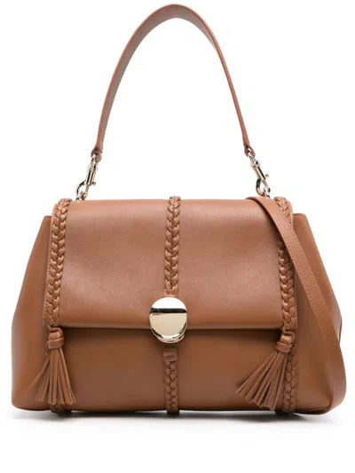 Chloé Caramel Leather Medium Penelope Handbag In Braun