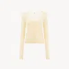 Chloé Scoop-neck Fitted Cardigan In Superfine Wool Knit In Yellow