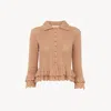 Chloé Cardigan Ajusté À Volants En Crochet Femme Rose Taille L 100% Coton, Pinctada Maxima, Farmed, Coo It In Pink