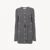 Chloé Slim Multi-stitch Wool Belted Cardigan In Grey