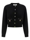 Chloé Chloe Embellished-pocket Wool And Cashmere-blend Cardigan In Black