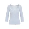 Chloé Lace-trimmed Button Top In Blue