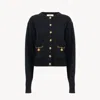Chloé Chloe Embellished-pocket Wool And Cashmere-blend Cardigan In Black