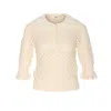 Chloé Textured Knit Crewneck Lace Collar In Neutral