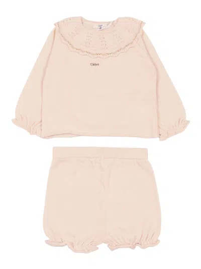 Chloé Chloe' Cardigan+pantalone In Red