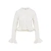 Chloé Openwork Flounced Cardigan In Alpaca And Silk In White