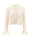 Chloé Ruffled Pointelle-knit Silk-alpaca Sweater In Neutral