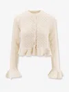 Chloé Ruffled Pointelle-knit Silk-alpaca Sweater In Neutral