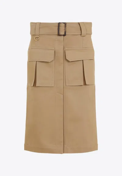 Chloé Cargo Midi Skirt In Khaki