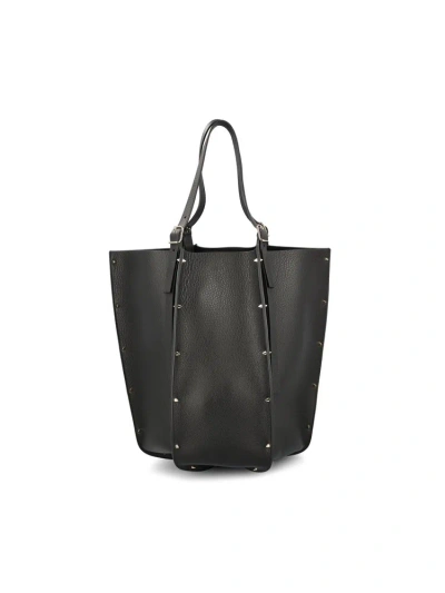 Chloé Carmela Spike Stud Leather Tote In Black