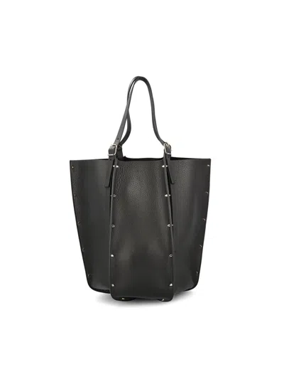 Chloé Carmela Studded Textured-leather Tote In Black