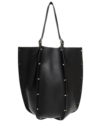 Chloé Carmela Leather Tote In Black