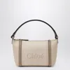 Chloé Carry Bag In Pink Beige Striped Canvas Women In Orange