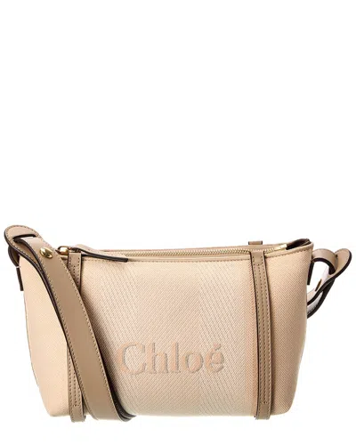 Chloé Carry Canvas & Leather Shoulder Bag In Sand