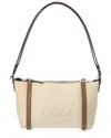 Chloé Carry Canvas & Leather Shoulder Bag In Sand