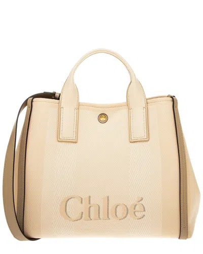 Chloé Chloe Carry Canvas & Leather Tote In Beige