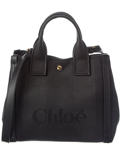 Chloé Carry Canvas & Leather-trim Tote In Black
