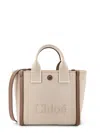 Chloé Carry Canvas Crossbody Bag With Oversized Logo On The Front In Neutral