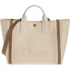 Chloé Carry Logo Detailed Small Tote Bag In Vegetal Beige