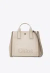 Chloé Carry Canvas Logo Tote Bag In Sand