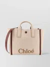 Chloé Chlo Chlo Carry Canvas Shoulder Bag With Logo Embroidery In Pink