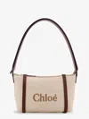 Chloé Logo Embroidered Canvas Shoulder Bag
