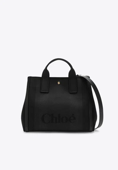 Chloé Carry Canvas Top Handle Bag In Black