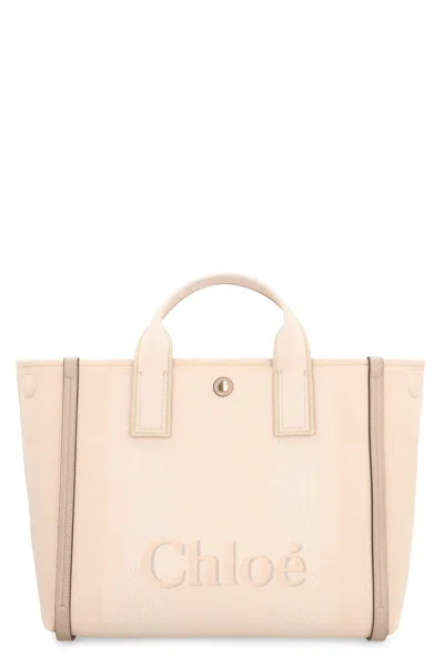 Chloé Carry Canvas Tote Bag In Neutral