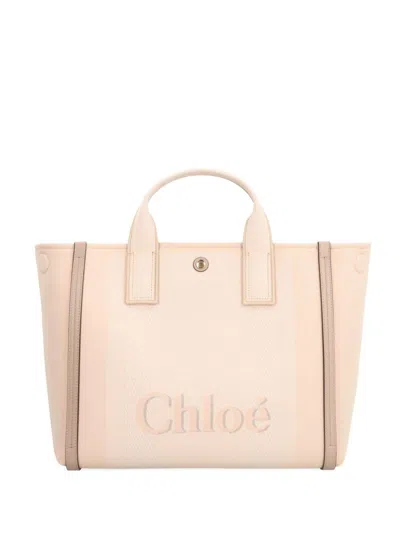 Chloé Carry Canvas Tote Bag In Sand
