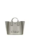 Chloé Carry Logo Detailed Large Tote Bag In Gray