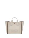 Chloé Carry Logo Shoulder Bag In Vegetal Beige