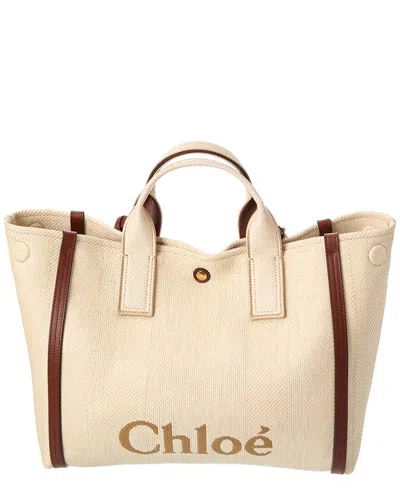 Chloé Carry Leather-trim Tote In Sand