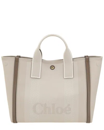 Chloé Carry Leather-trim Tote In Beige