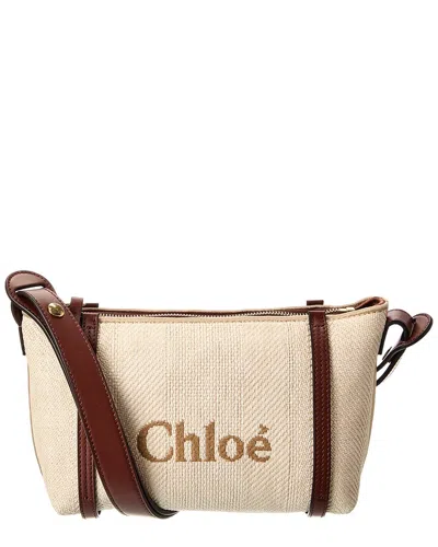 Chloé Carry Raffia & Leather Shoulder Bag In Sand