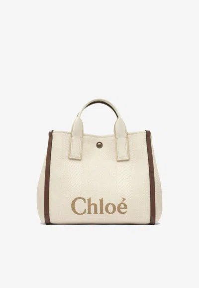 Chloé Carry Raffia-effect Logo Tote Bag